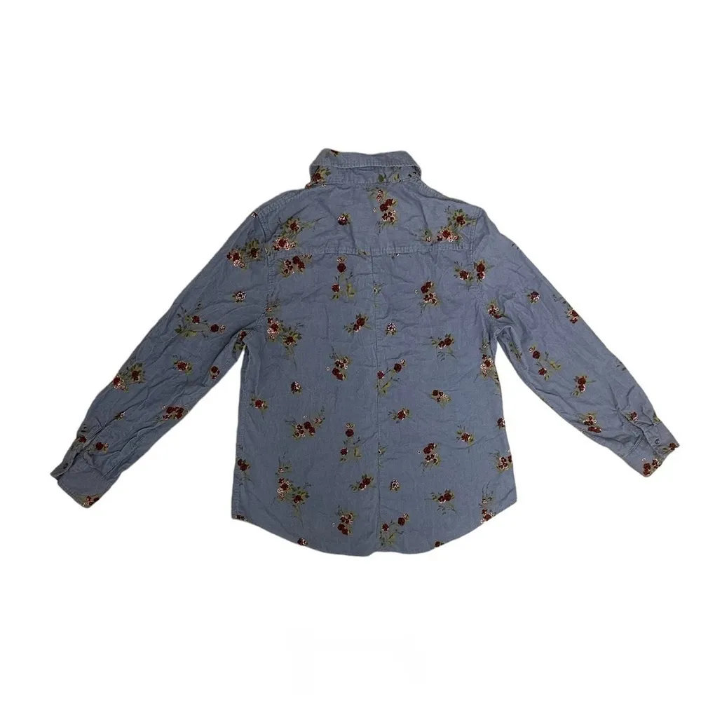 Como Vintage Indigo Flower Button Down Top Size Medium - Image 2