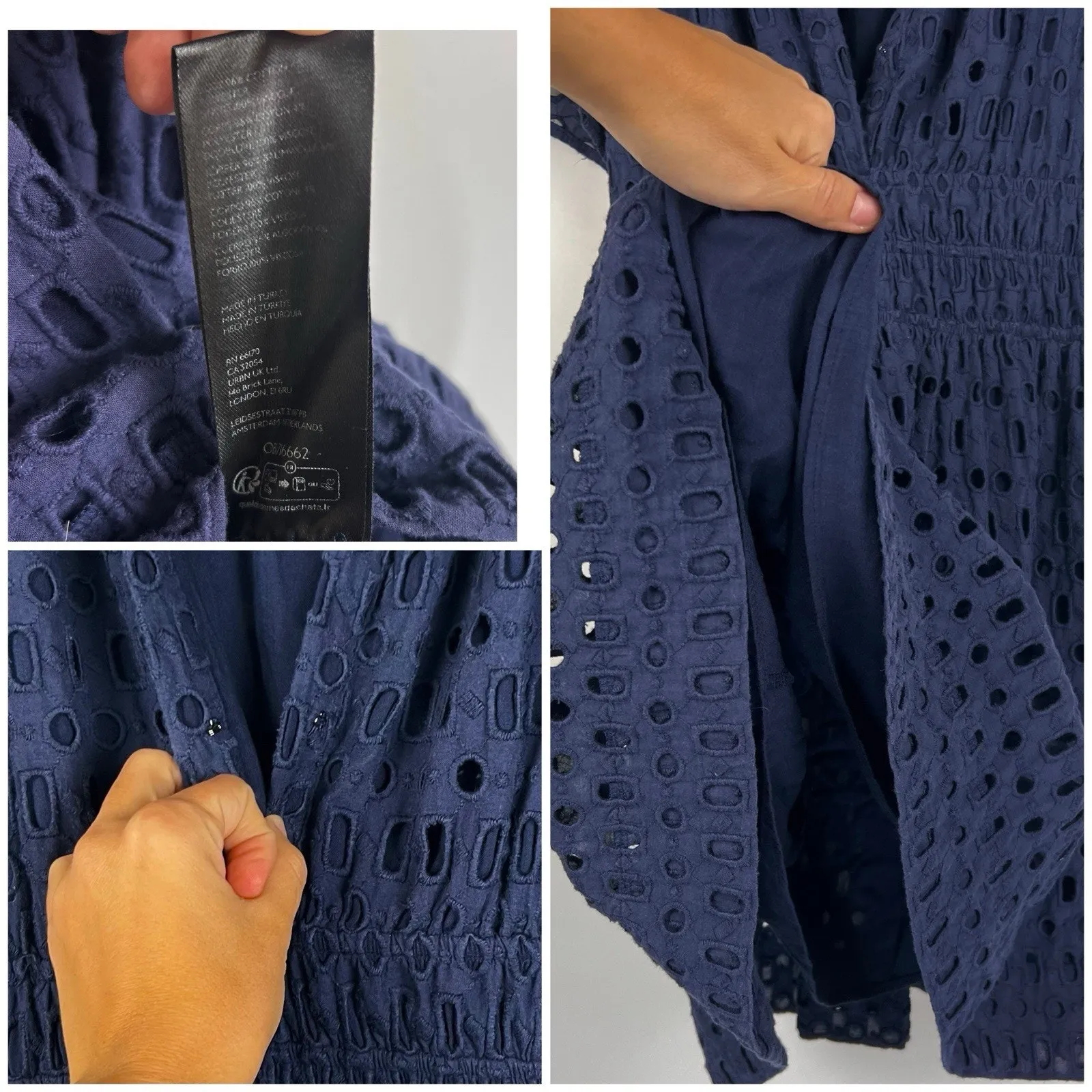 Anthropologie The Somerset Eyelet Mini Navy Dark Blue Dress S - Image 8