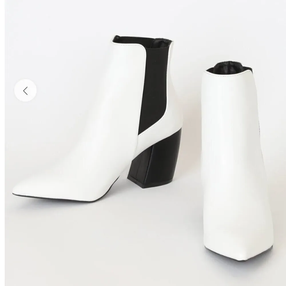 Lulus Lulu’s Cecy White Pointed Toe Ankle Booties 9 - Image 3