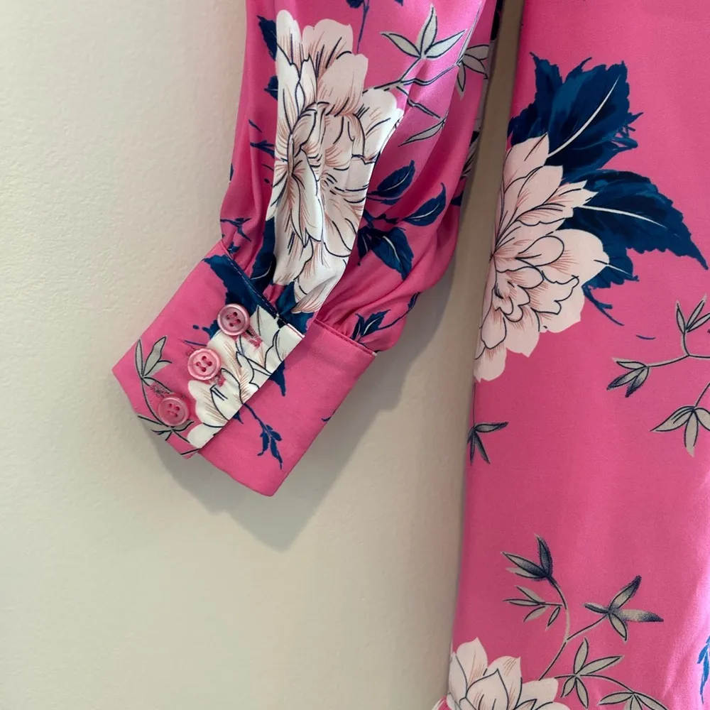 NEW YUMI KIM Velvet Morning Hot Pink Floral Daphne Silk Mini Dress Size 4 - Image 7