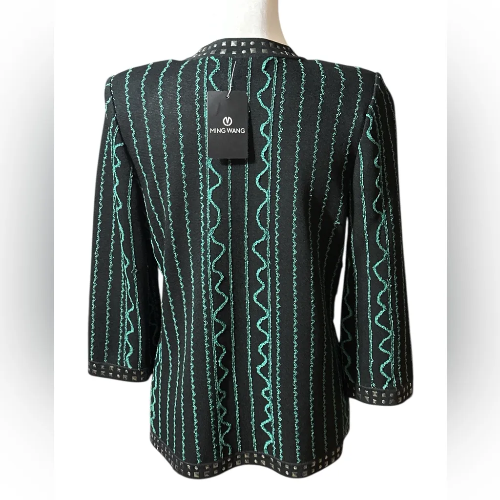 Ming Wang Black and Green Patterned Blazer Size Small NWT - Image 5