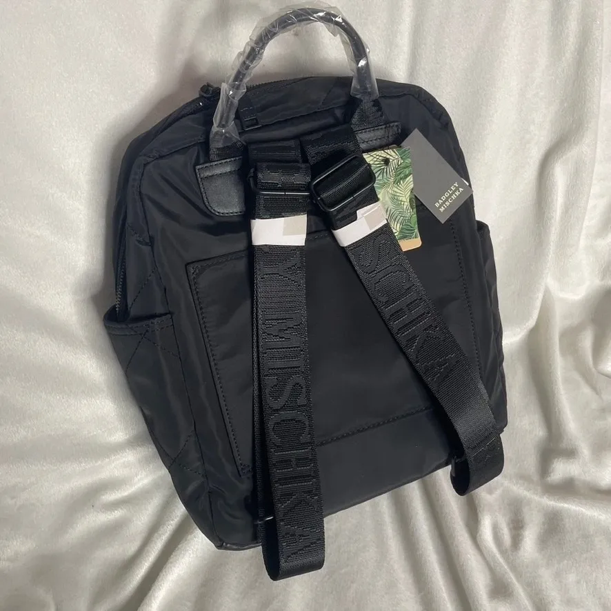 BADGLEY MISCHKA Black NWT Computer Backpack Bag Nylon Wool Plaid Tweed‎ - Image 2