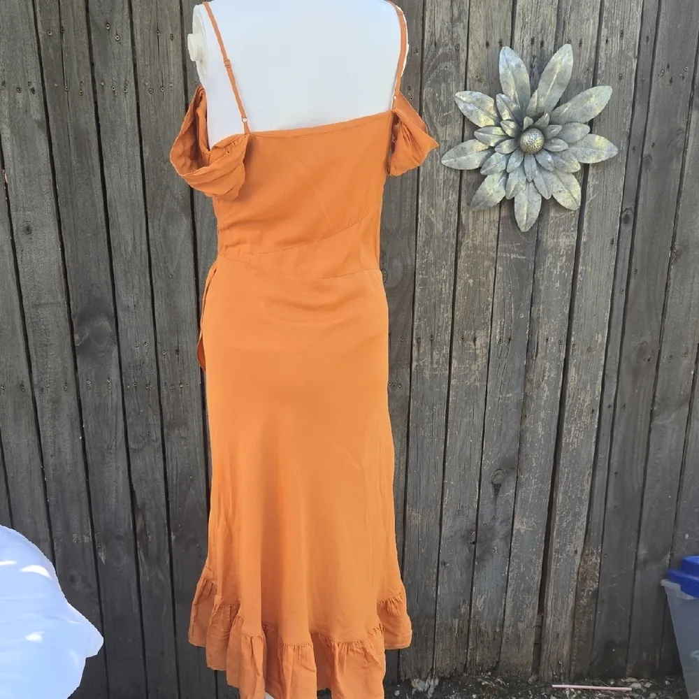 Maje Elegant Orange Off-Shoulder Dress Size 1 - Image 5