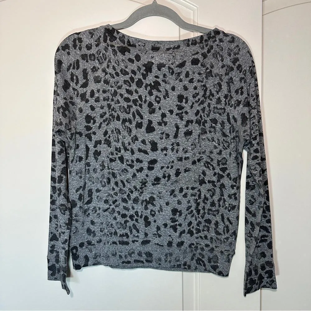 Current/Elliott‎ The Letterman Tee Heather Grey Leopard Size: 0 or XS - Image 4