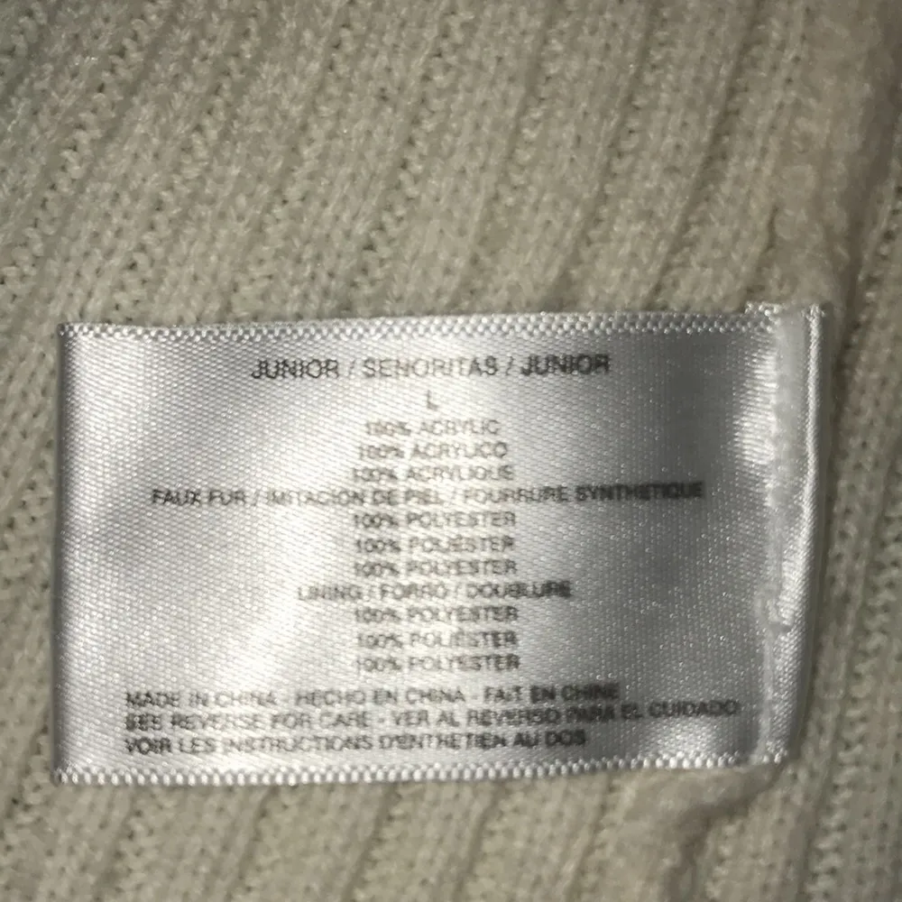 𝅺GLO jeans faux fur and knit zip up sleeveless vest cream colored Y2K size L - Image 5