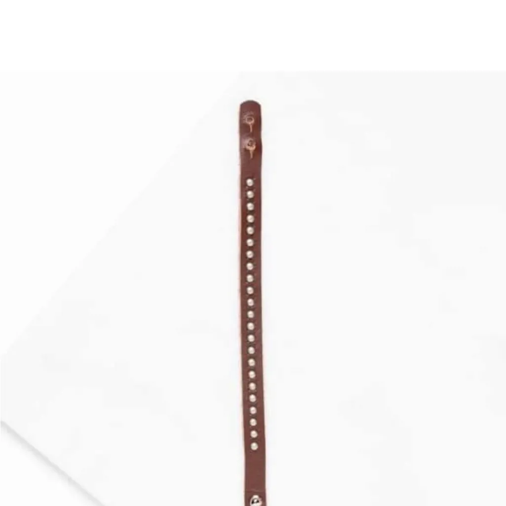 Plunder Brown Studded Leather Bracelet - Image 2