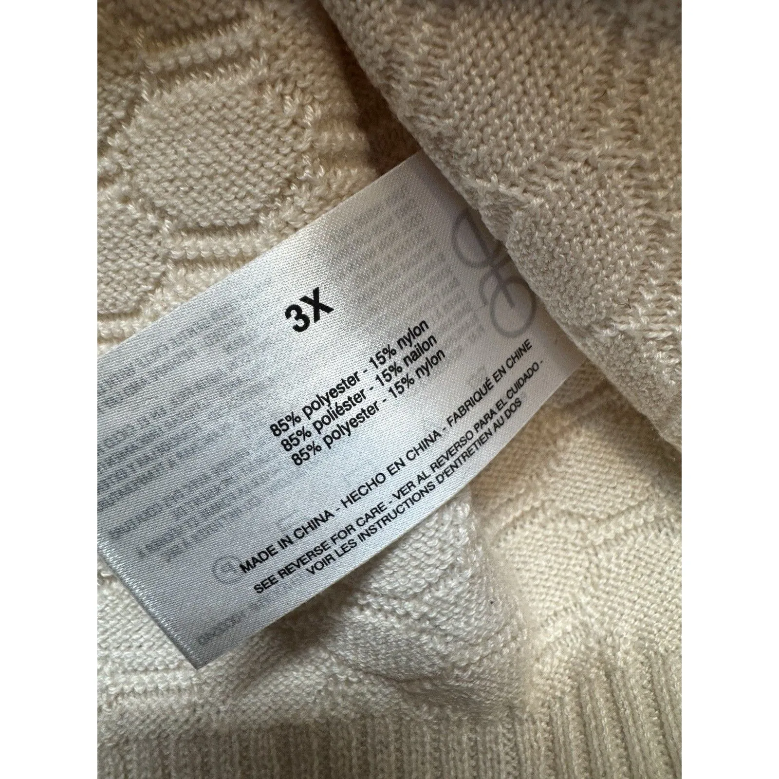 Ella Moss Women's Elbow Sleeve Shirt/Sweater Lightweight, Size-3X, Cream New - Image 4