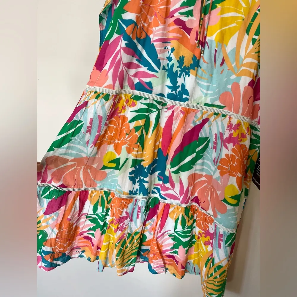Boston Proper- NWT Abstract Forest Tiered Shift Dress Multi- Size Large - Image 5