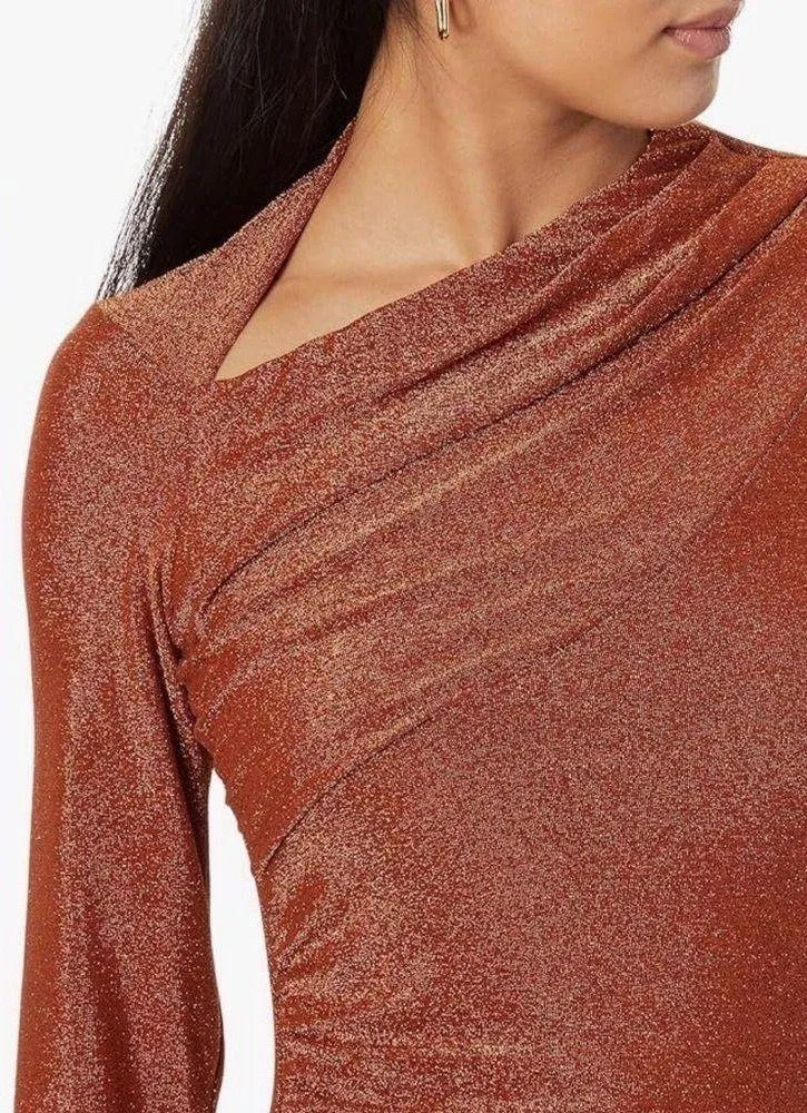 En Saison Asymmetric Metallic Top NWT Orange - Image 2