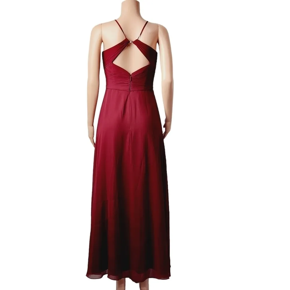 Azazie Avelina Floor Length Dress In Cabernet Size: 4 - Image 5
