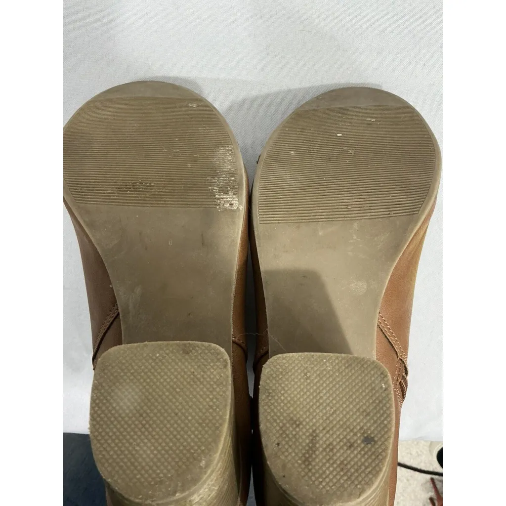 Womans LC Lauren Conrad Bon Bon Cognac Size 7.5m Strappy Zip Block Heel Booties - Image 8