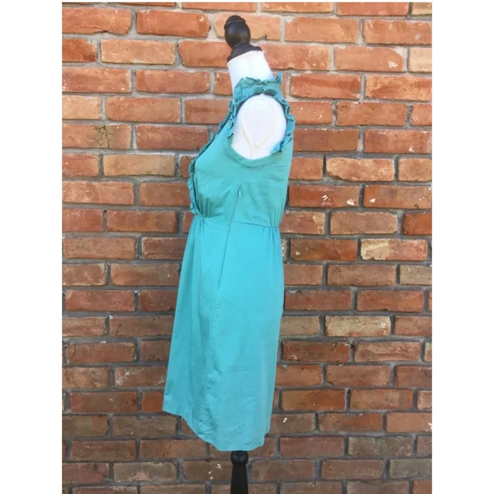 Max & Cloe Ruffle High Collar Dress Blue Green - Image 4