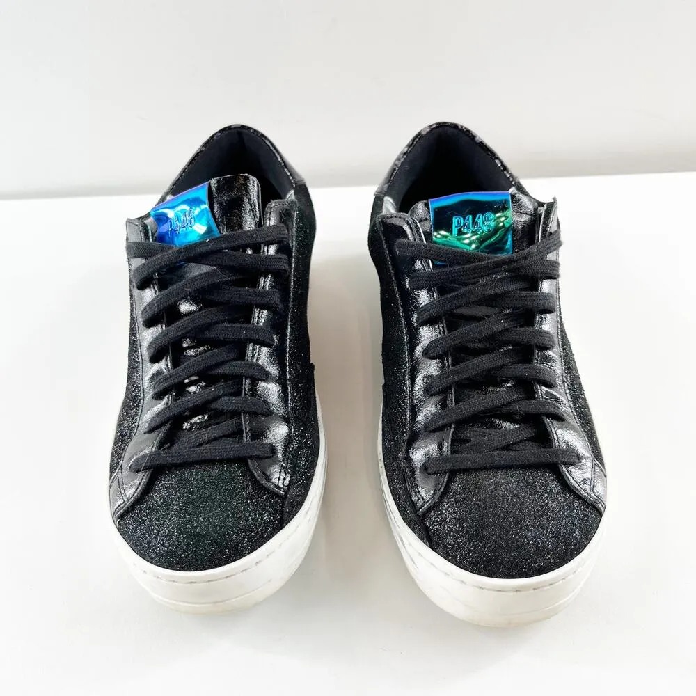 P448 John Sparkle Glitter Skateboard Shoes Sneakers Black 37 / 7 - Image 4