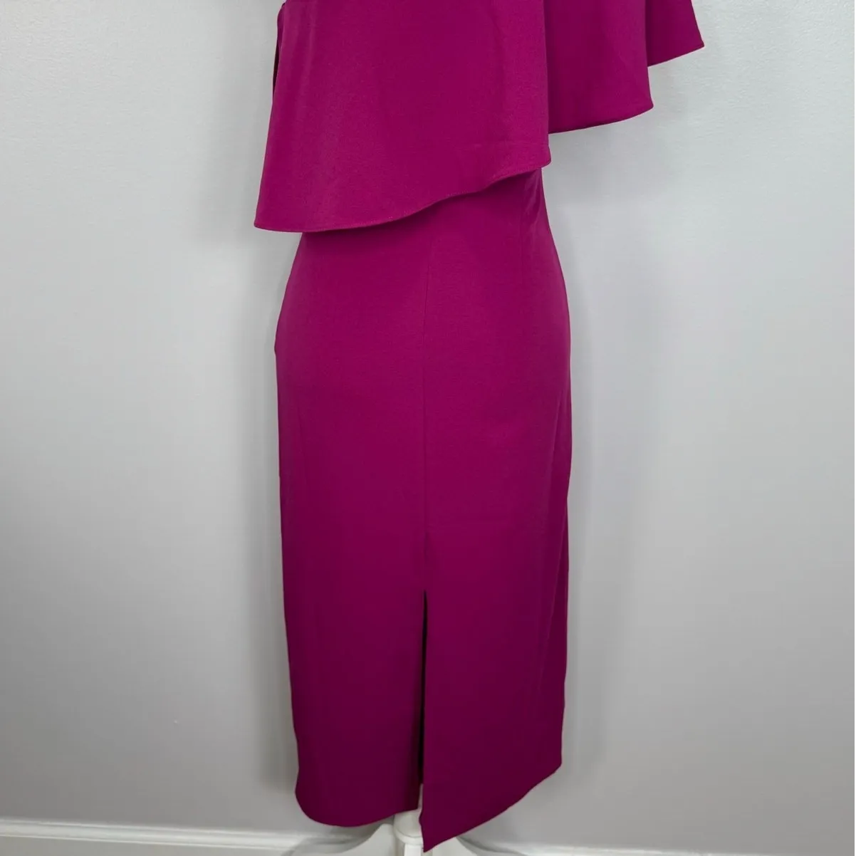 Lovers + Friends Bentley One‎ Shoulder Midi Dress Women XS Hot Pink Cocktail NEW - Image 11