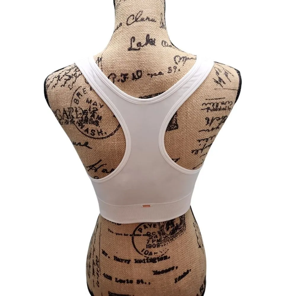 Spirituelle White Ribbed Racerback Sports Bra‎ Workout Yoga Athletic Top Small - Image 2