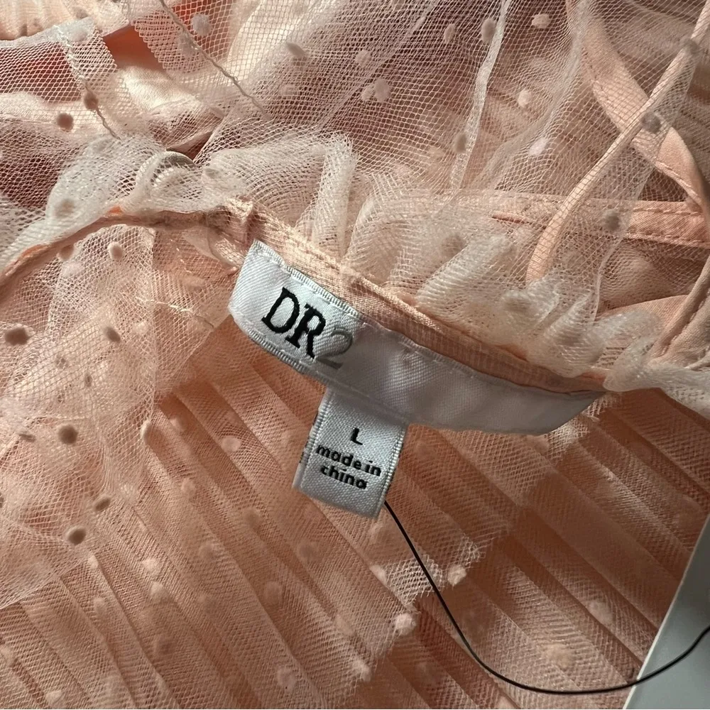 NWT DR2 Daniel Rainn Pleated Polka Dot Tiered Sleeveless Top Size Large L NEW - Image 5