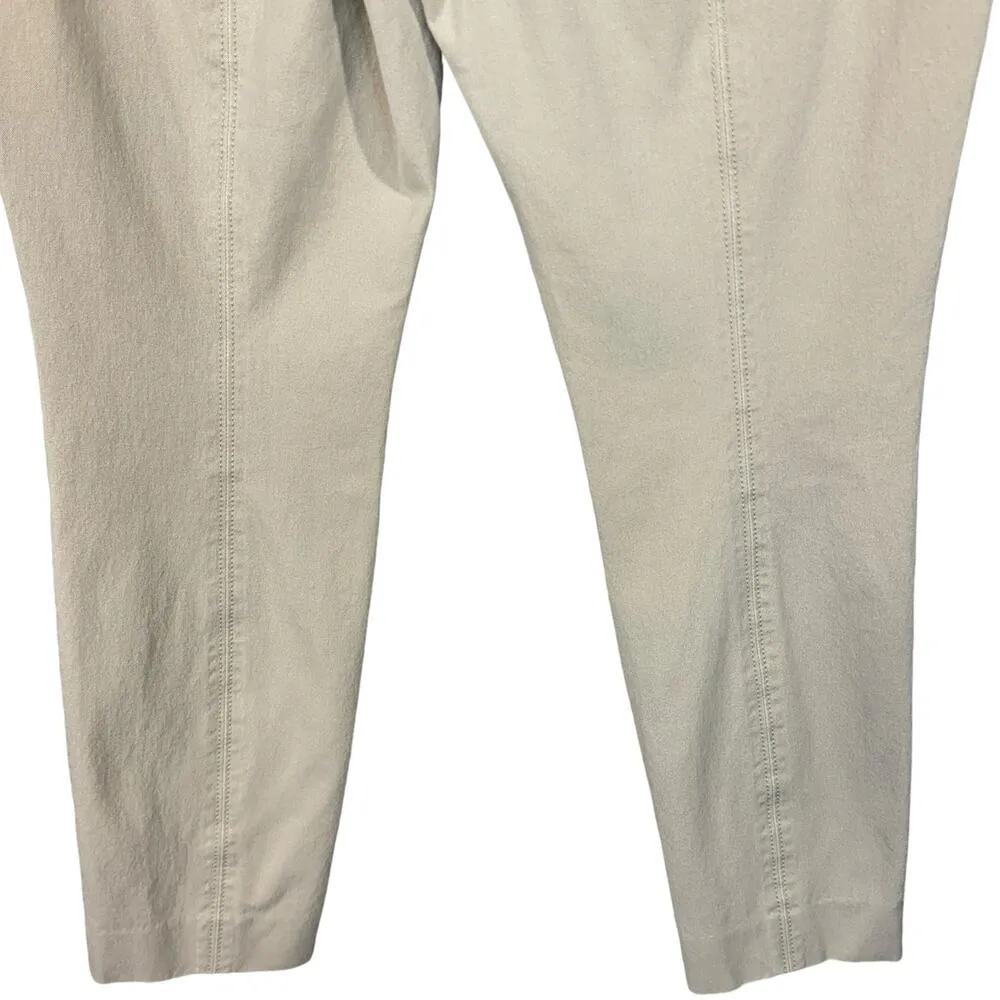 WHBM SZ 8R Ankle Pants Stretch Pockets Zip-Fly Flat Front Mid-Rise Beige - Image 6