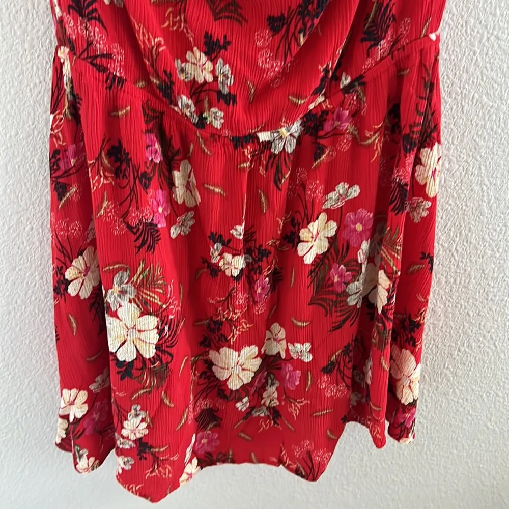 Oneill Aloha Red Floral Tropical Mini Dress Coastal Boho XL - Image 5