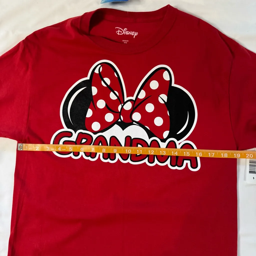 NWT Disney Minnie Mouse Grandma Bow Shirt Red Size M Cotton Crew Neck Cute - Image 3