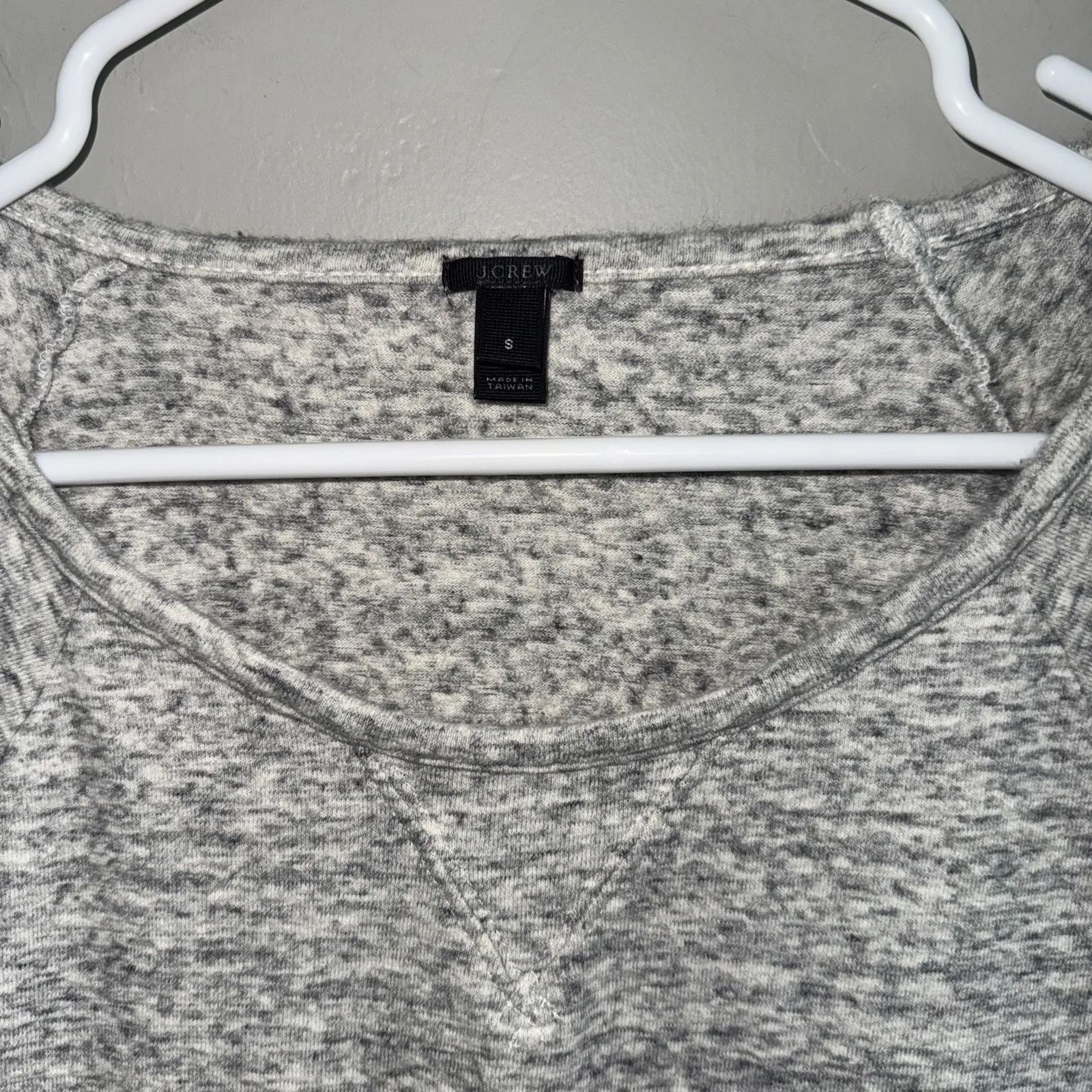 J. Crew Woman’s Gray Cotton Terry Sweater Crewneck 3/4 Sleeve Sz S Style 58284 - Image 2