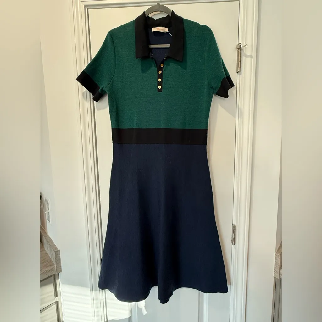 Tory Burch Navy Sweater A-Line Dress - Image 4
