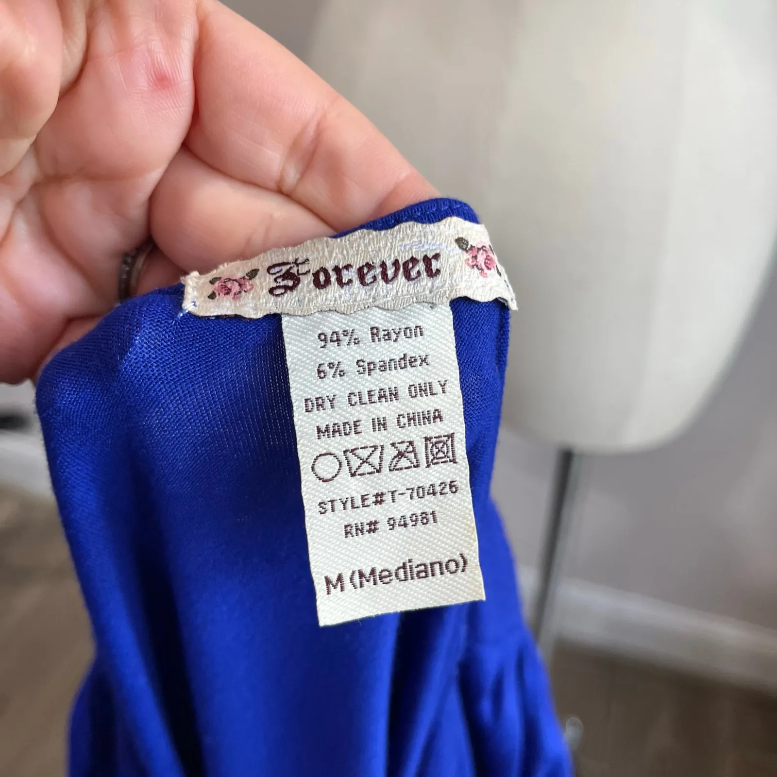 Forever 21 Y2K Blue Top Beaded Empire Waist Deep V Party Evening Retro - Image 7