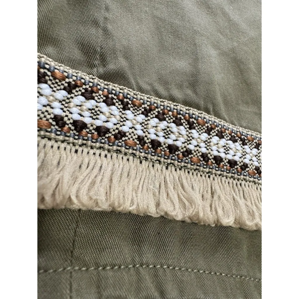 ILLA ILLA Green Size Large‎ Fringe Embroidered Tencel Dress Boho Hippie Peasant - Image 5