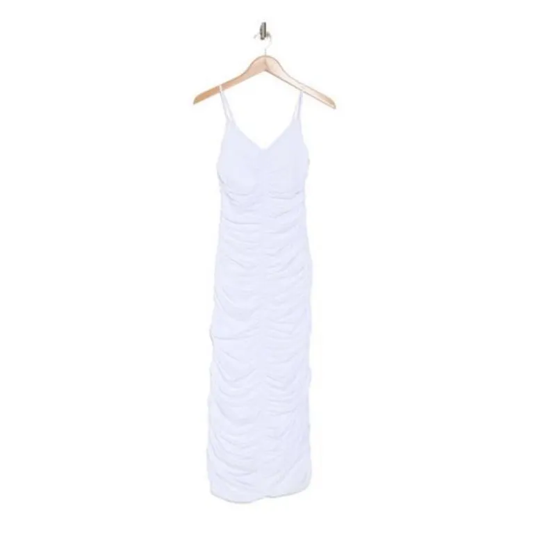 Susana Monaco White Ruched Dress - Image 3
