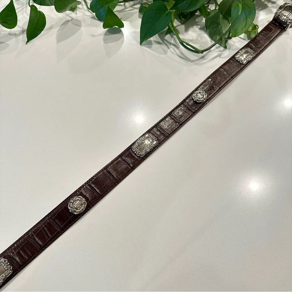 Vintage Leather Brown Fossil‎ Belt Size Medium - Image 5