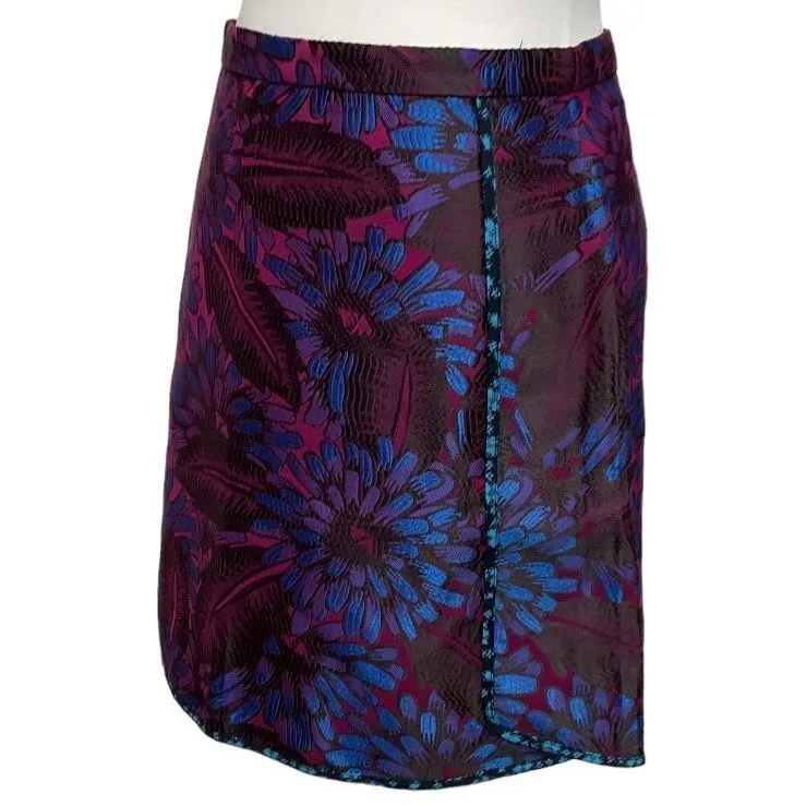 J. Crew Floral Jacquard Mini Skirt Size 4‎ Purple Midnight Embroidered NWT - Image 4