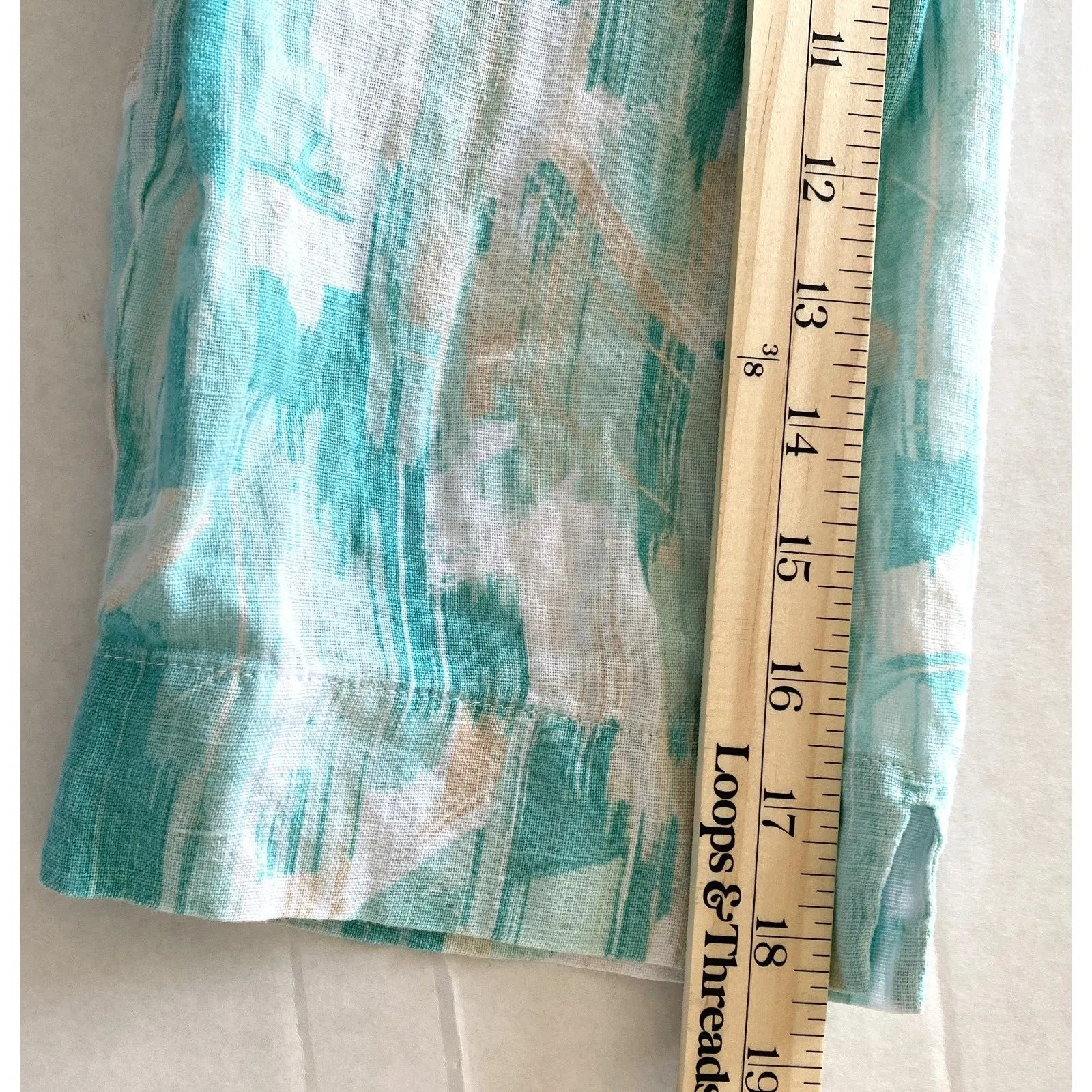 JM Collection Linen Blend Button Up 3/4 Sleeve Shirt Lace Trim Feminine Style 20 Green Size 20W - Image 8