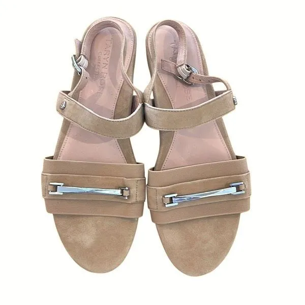 Taryn‎ Rose Women's Liliana Suede Leather Slingback Sandals Beige Size 9.5B - Image 3