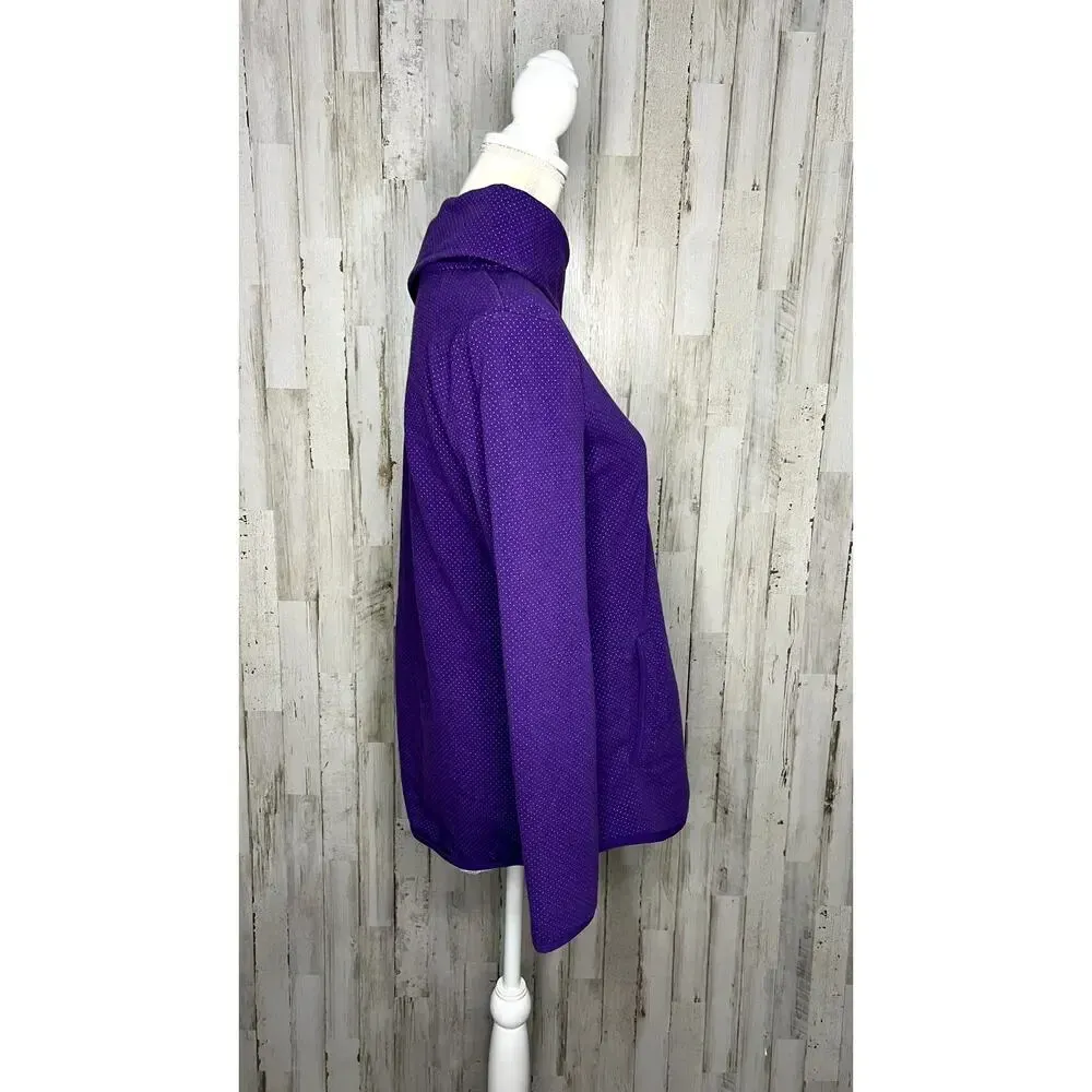 Talbots Women's Purple Polka‎ Dot Tunic Sweater Size Small - Image 3