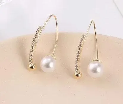 Crystal Pearl Drop Earrings  - Image 4