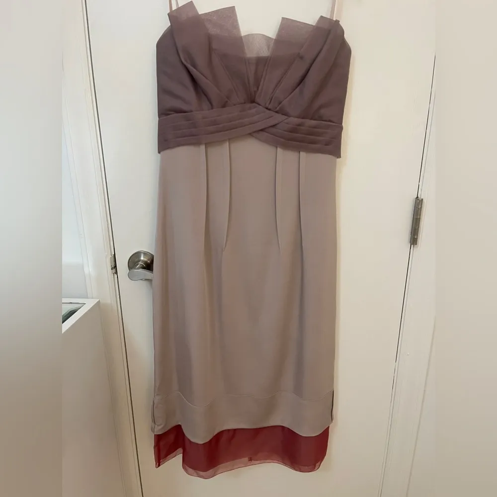 NWOT, BCBGMaxaria Runway, silk Chiffon Strapless Dress - Image 4