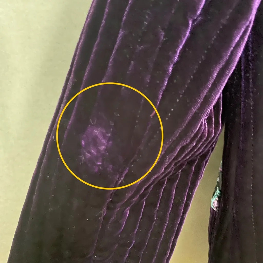 Velvet Jacket Women Detailed Trim Rounded Collar Pockets‎ Quilted Royal Purple - Image 9