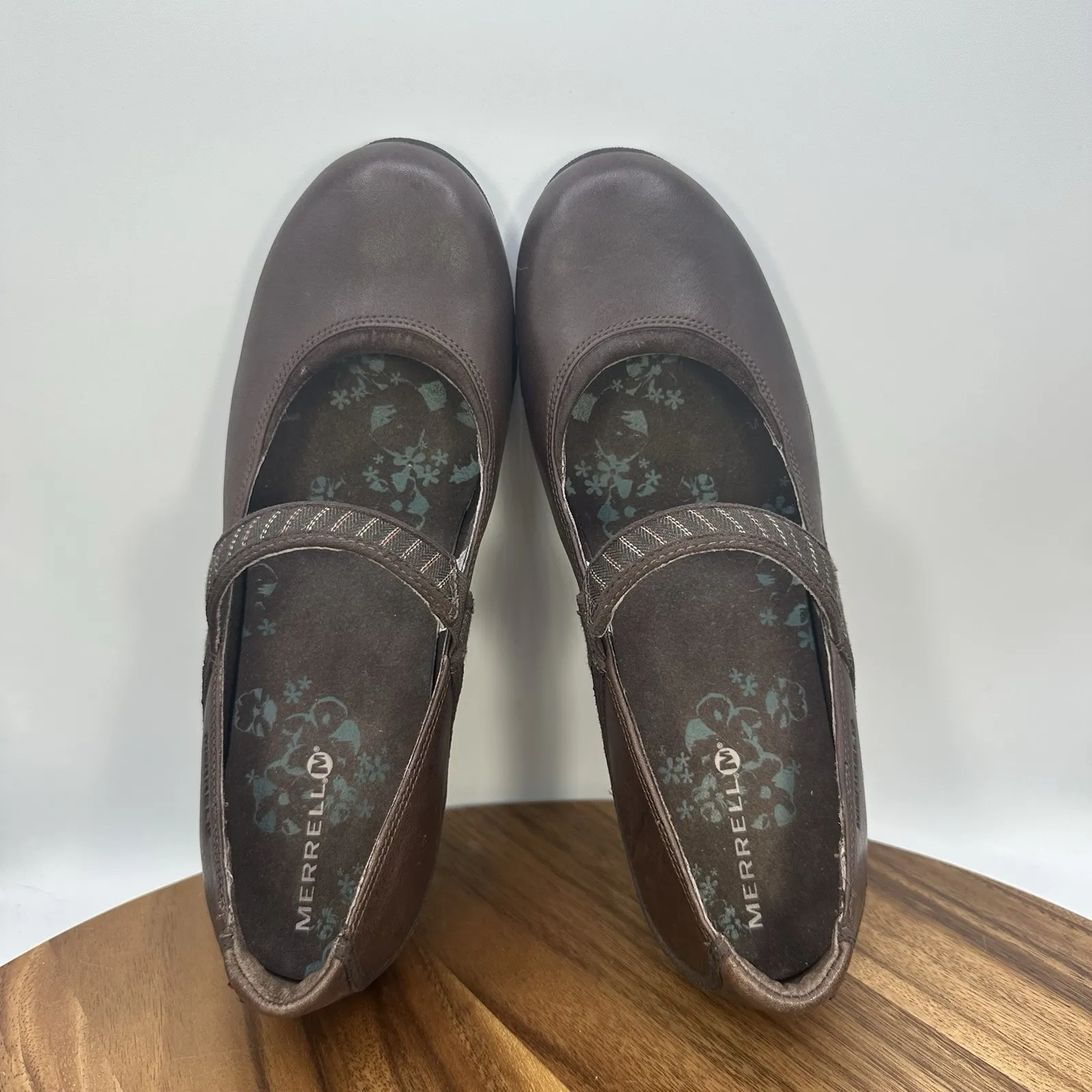 Merrell Poppy Roast Mary Jane Wedge Heels Brown Leather Y2K Retro Women 8.5 - Image 7