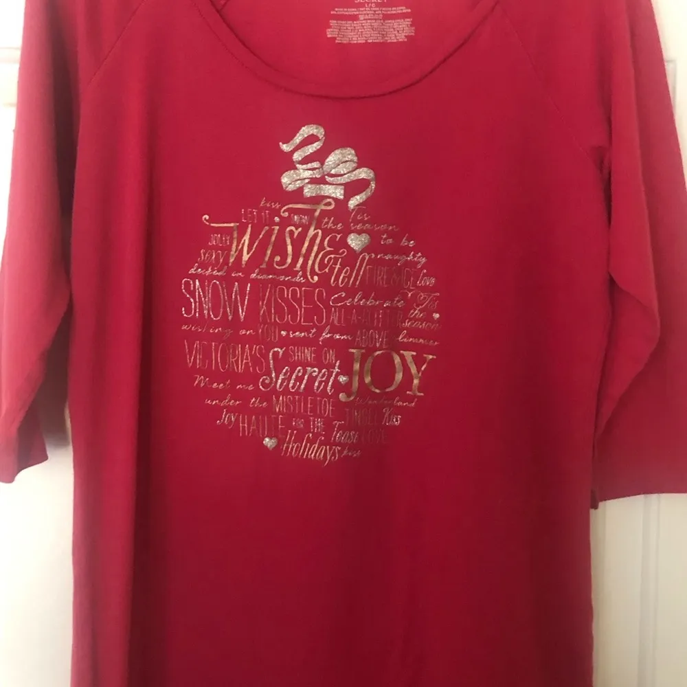 Victoria’s Secret Holiday Reddish Pink Sleep Shirt L - Image 2