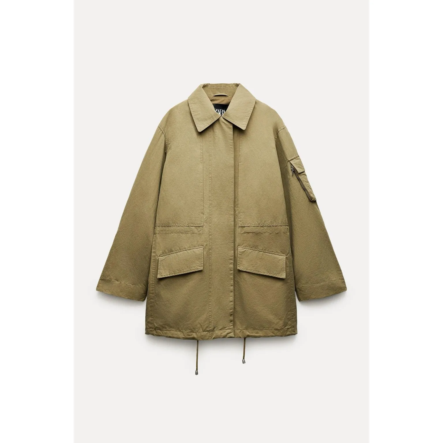 Zara Small Oversized Green Parka Jacket - Image 3