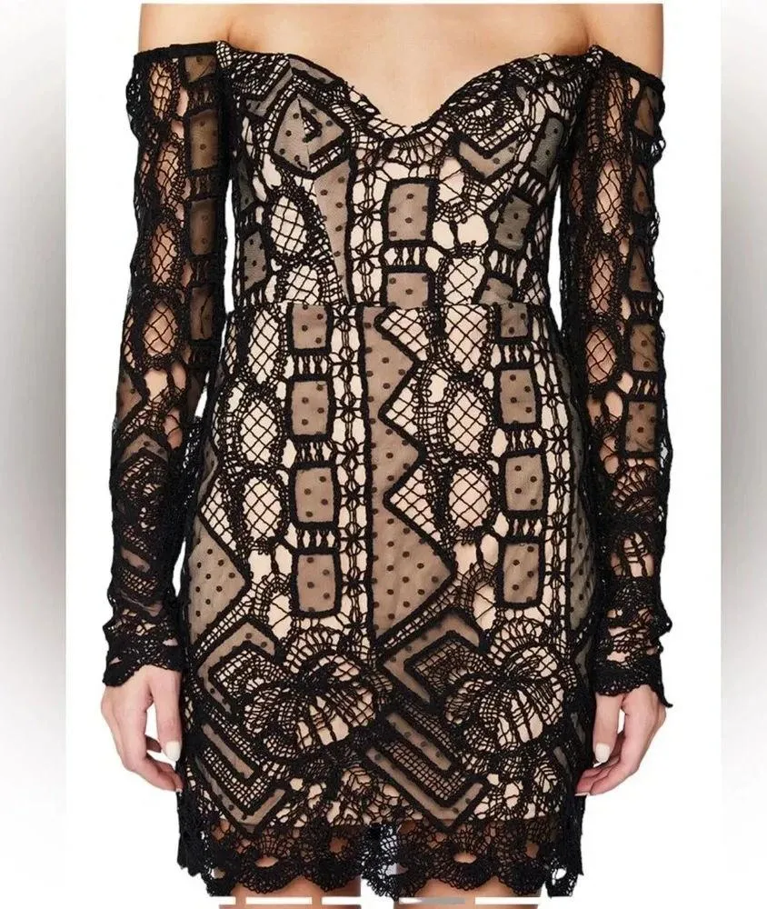 Bardot Zendaya Mini Lace Corset Mini Dress In Black Size XS NWT - Image 3