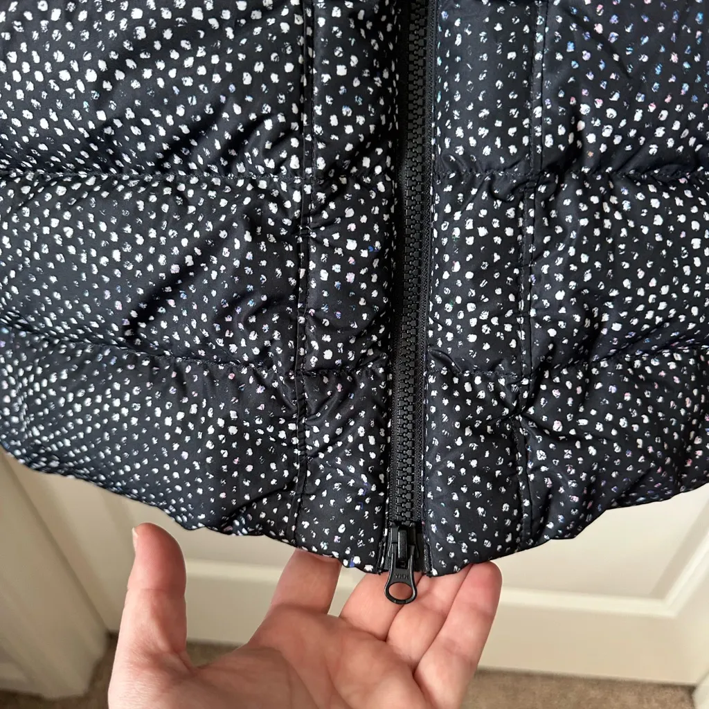 The North Face Womens Gotham Long Jacket Hooded Black Donegal Print Size M - Image 9