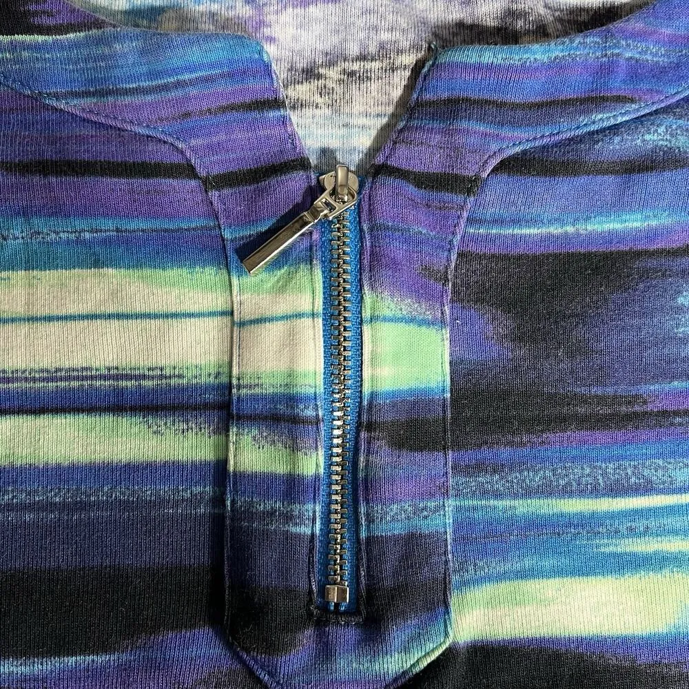 Rafaella Womens T Shirt Top Round Neck Pullover Short Sleeve Stripes Blue Purple - Image 7