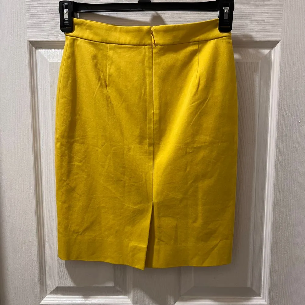 J.Crew Yellow Pencil Skirt Classic High-Waisted Office Wear‎ Professional-SZ 00P - Image 2