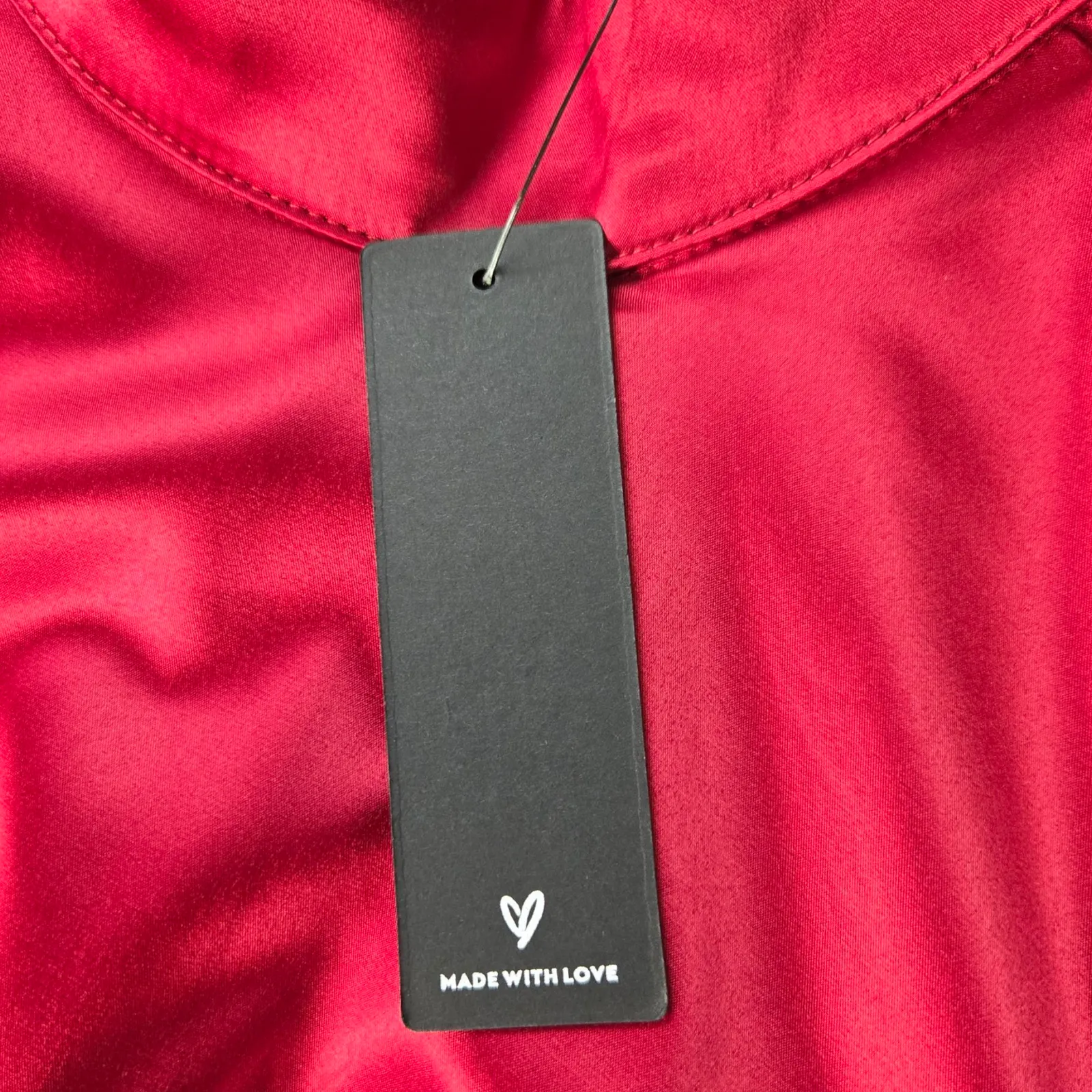 Lulus Red Satin Faux Wrap Open Back Late Night Stunner Mini Dress Size Medium - Image 10