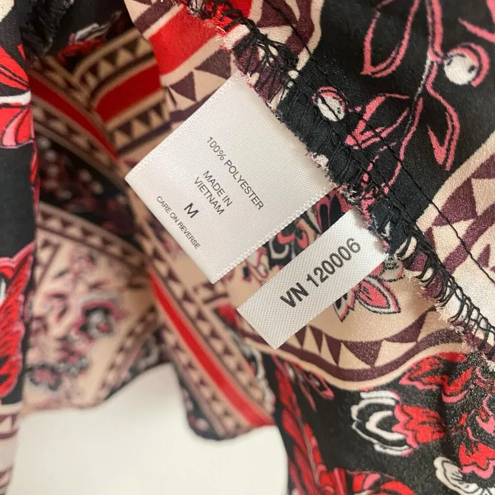 SOHO NY & Co Jeans Top Women's Size M Sleeveless Floral Black Red - Image 8