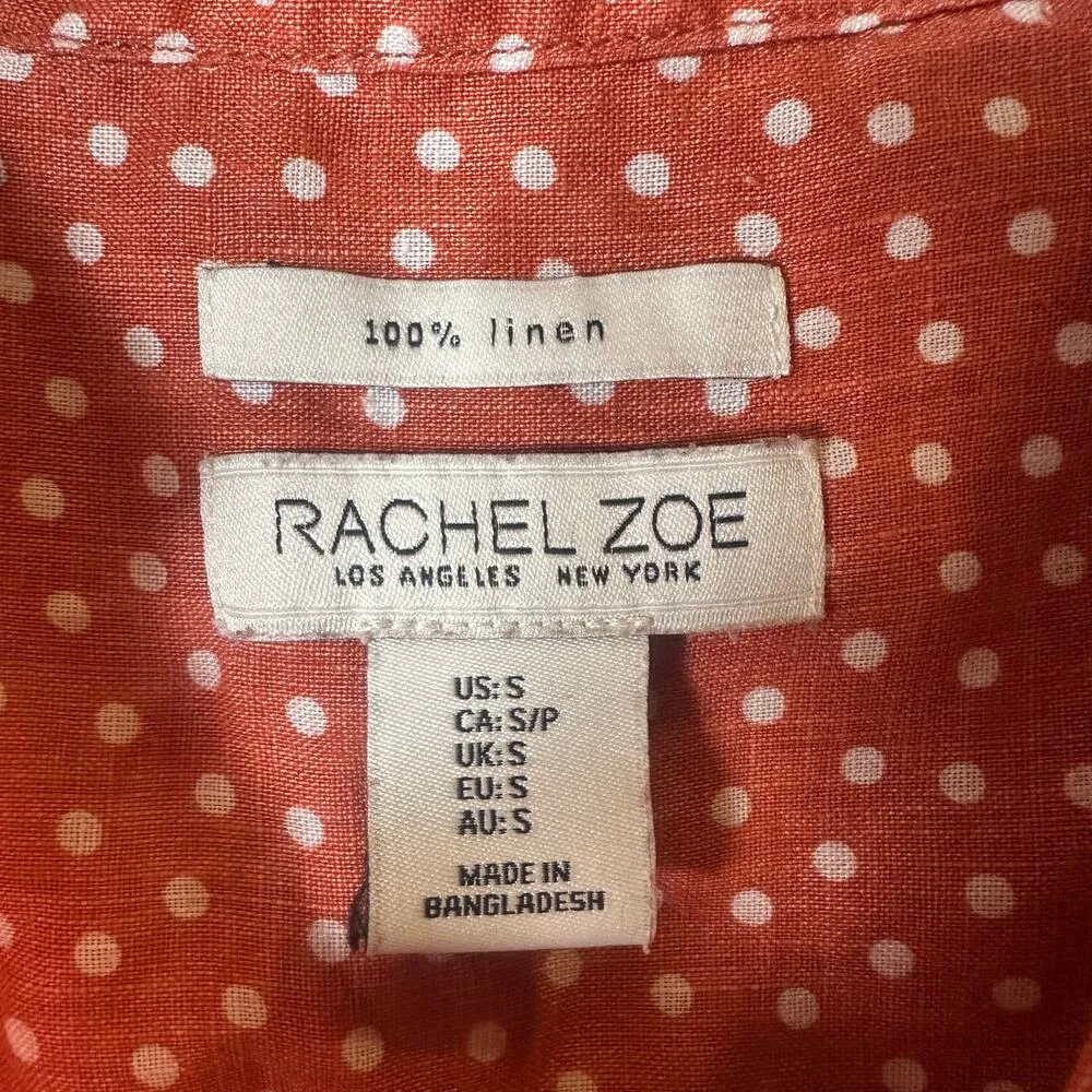 Rachel Zoe Linen Polka Dot Button Front Top - Image 3