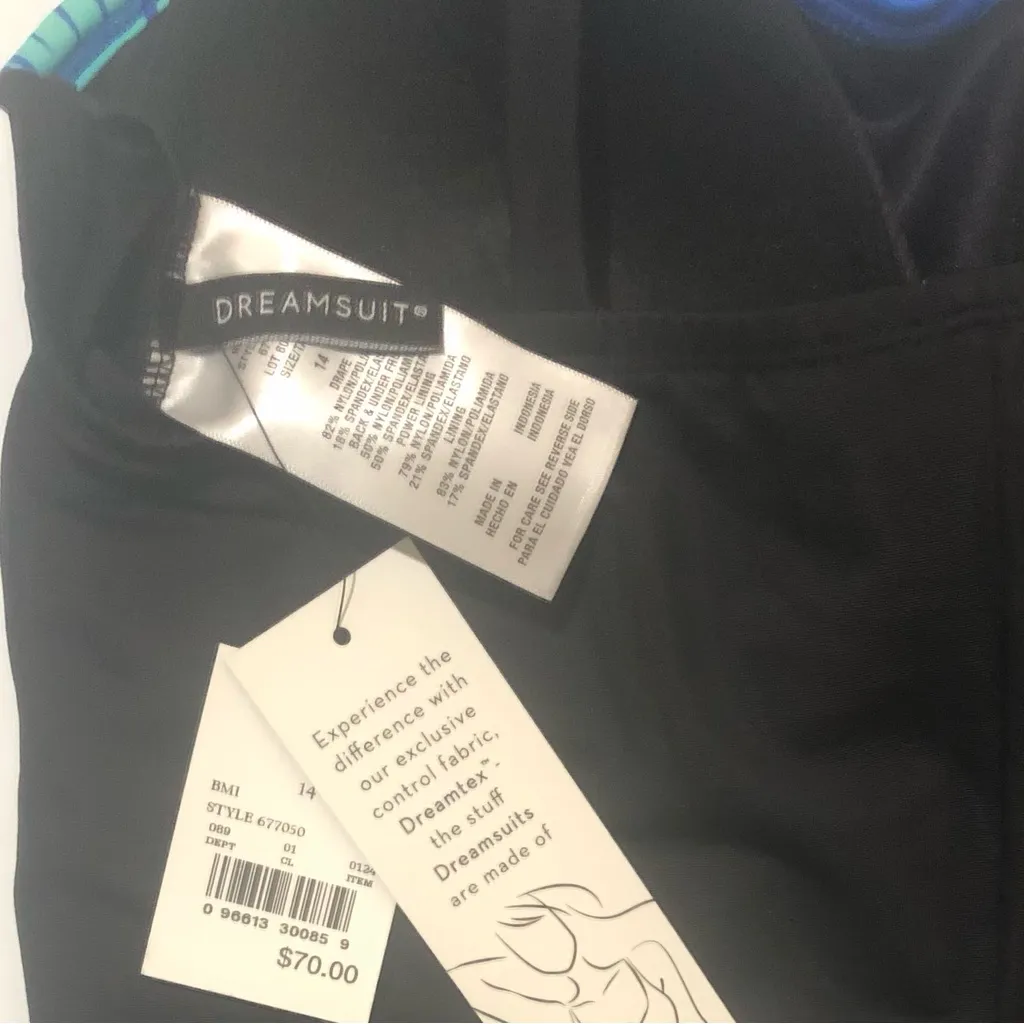 NWT: Dreamsuit 1 pc Swimsuit w Ruched Sides & Slimming Tummy Control Technology Blue Size 14 - Image 6