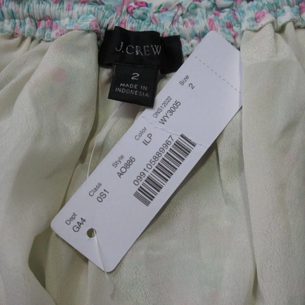 NWT J.Crew Puff-sleeve Midi in Ivory Larkspur Pink Smocked Tiered Dress 2 - Image 4