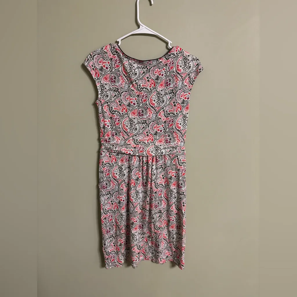 Boden Margot Jersey Scoop Neck Dress Size 4P Paisley Print Modal Cotton Pockets Gray - Image 2