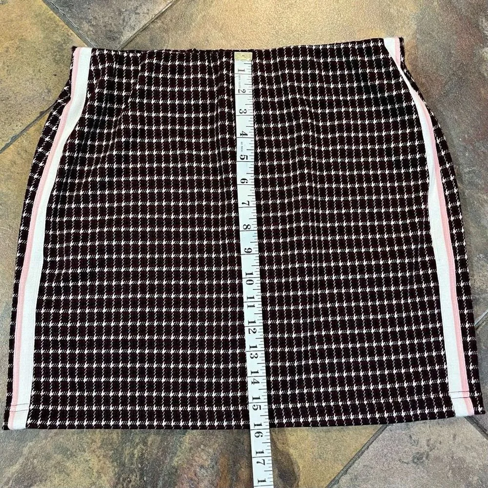 Forever 21 Maroon Crimson Burgundy Cream Plaid A-line Mini Skirt Large - Image 4